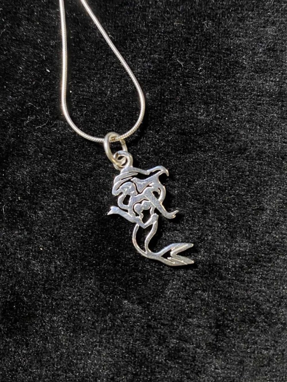 .925 Sterling Silver Dainty Mermaid Pendant and Rope Chain